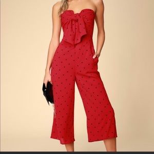 Lulus Tie Front Strapless Jumpsuit